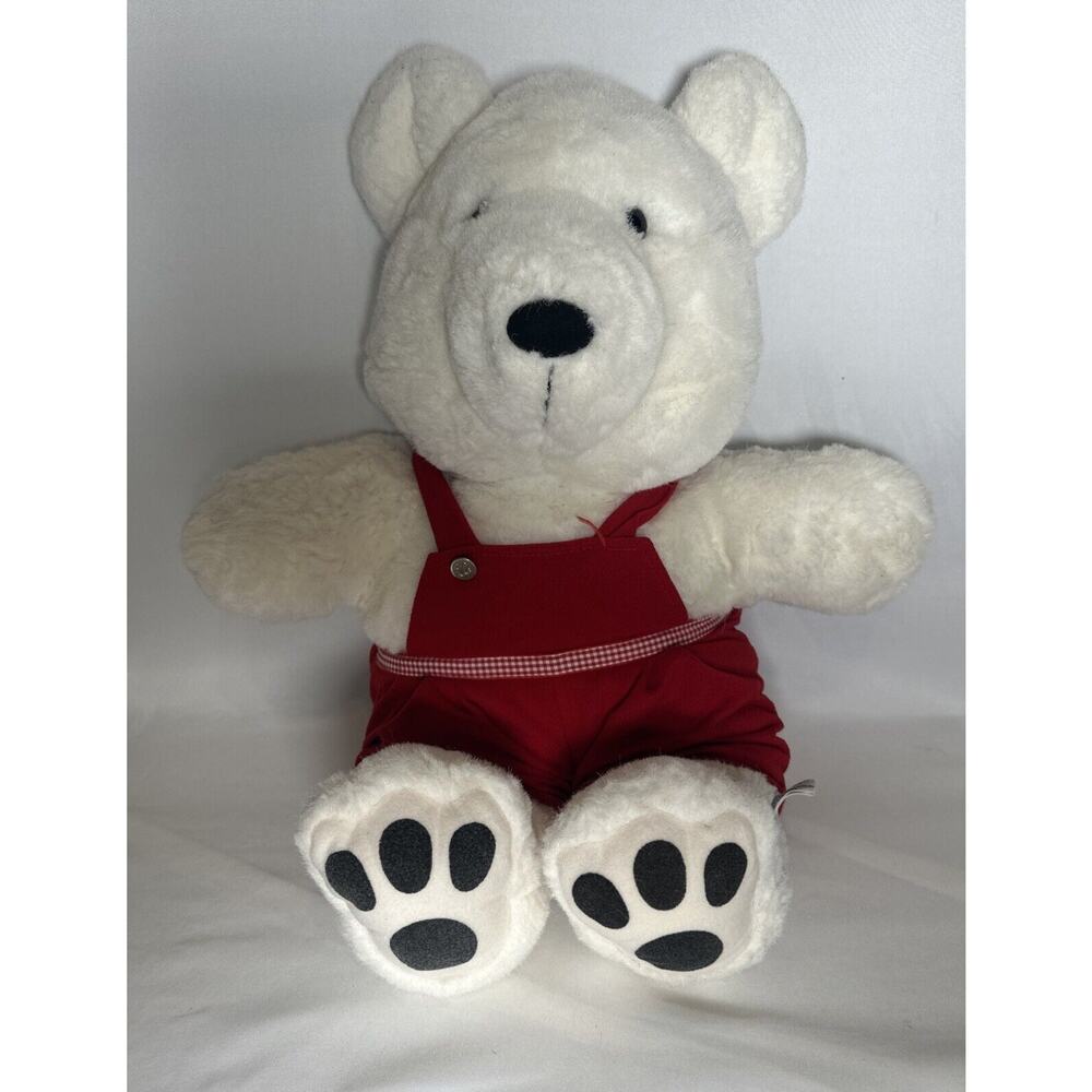 VTG 1986 Thalhimers "Snow Bear" w/ Red Vest & Bow~ 20" Stuffed Teddy Bear